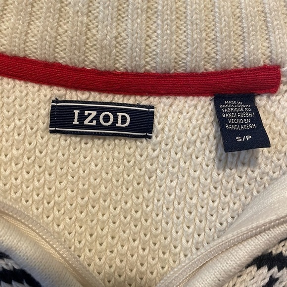 IZOD Men's 5GG Long Sleeve Sweater Honeycomb FAI, Vanilla ice, Small - Picture 2 of 9